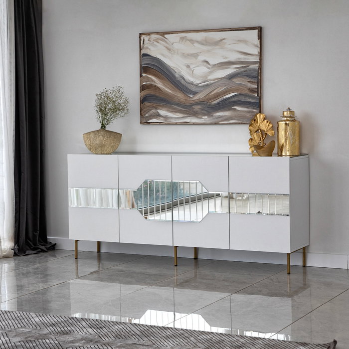 Hanah Home Consola Milan Blanca y Dorada